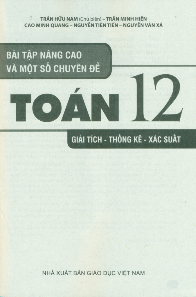 BÀI TẬP NÂNG CAO VÀ MỘT SỐ CHUYÊN ĐỀ TOÁN LỚP 12 (GIẢI TÍCH - THỐNG KÊ - XÁC SUẤT) - Theo chương trình GDPT 2018